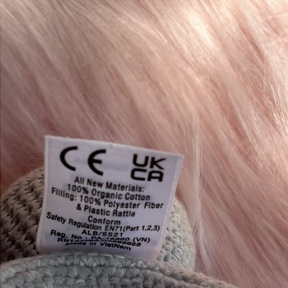 Albetta Crochet Mouse Baby Rattle Infant Ring Organic Cotton Knit Handmade - Picture 10 of 11